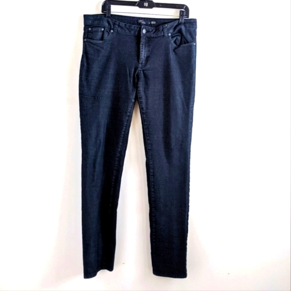 𝅺PRANA Kayla Black Wash Denim Straight Leg Jeans 14 Mid Rise Organic Cotton - Picture 3 of 14